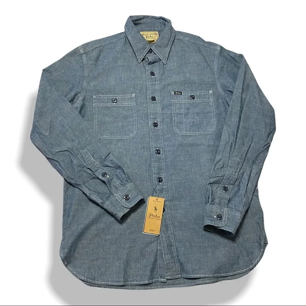 Ralph Lauren Polo Authentic Denim Goods Classic Chambray Shirt size Small